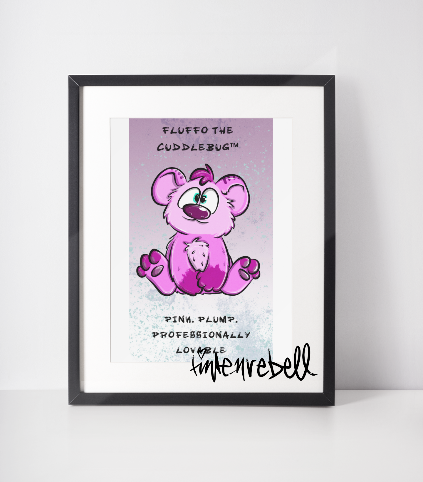 “Collectible storycard featuring hand-drawn Fluffo_the_Cuddlebug and a witty mini-story – printed on sturdy cardstock, made to love and hoard.”