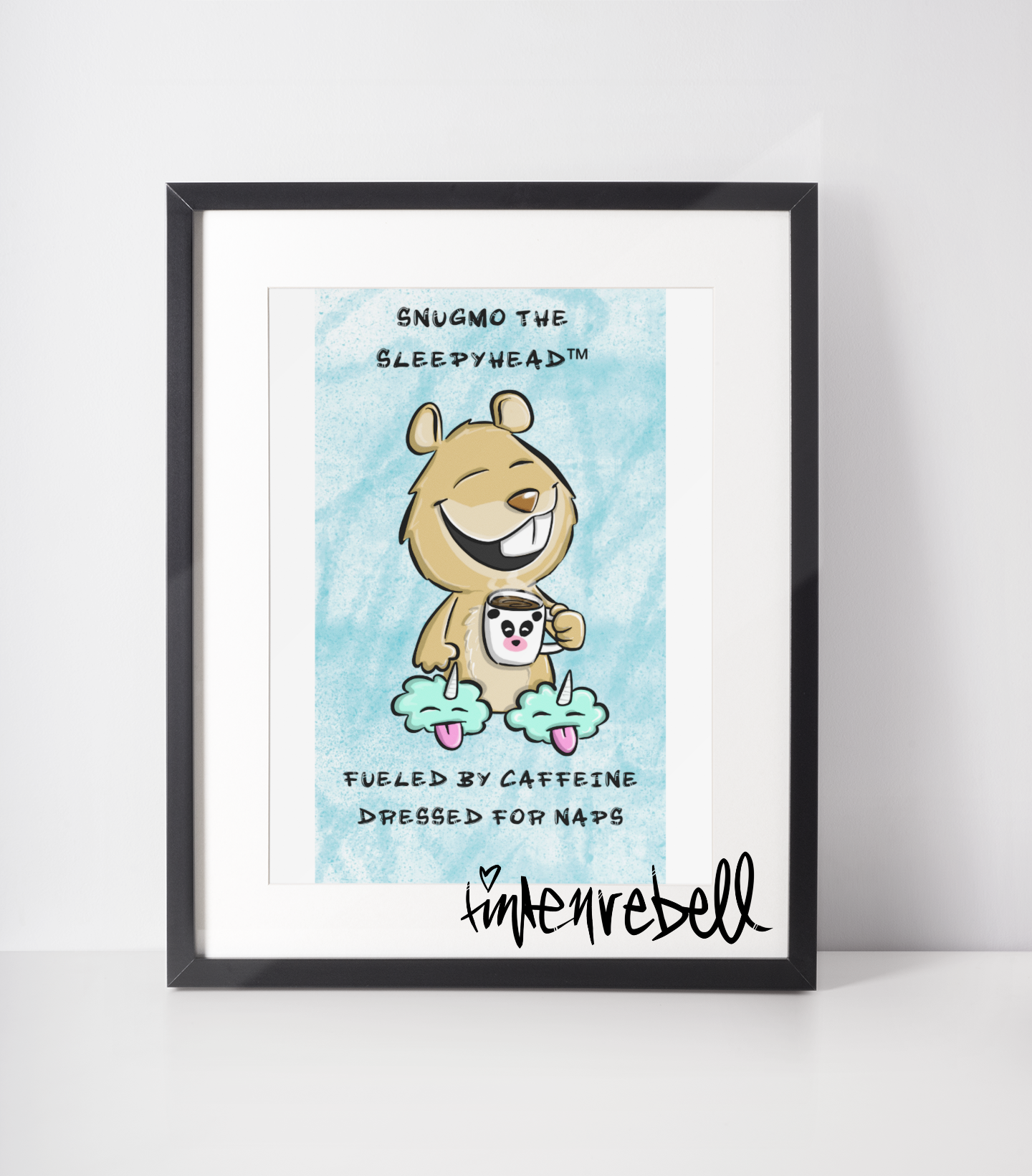 “Collectible storycard featuring hand-drawn Snugmo_the_Sleepyhead and a witty mini-story – printed on sturdy cardstock, made to love and hoard.”