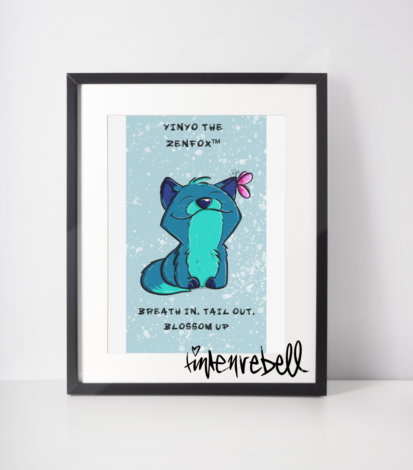 “Collectible storycard featuring hand-drawn Yinyo_the_Zenfox and a witty mini-story – printed on sturdy cardstock, made to love and hoard.”