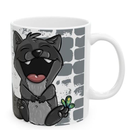 *Be happy* ☕️ Ceramic Mug, (11oz)  Customizable